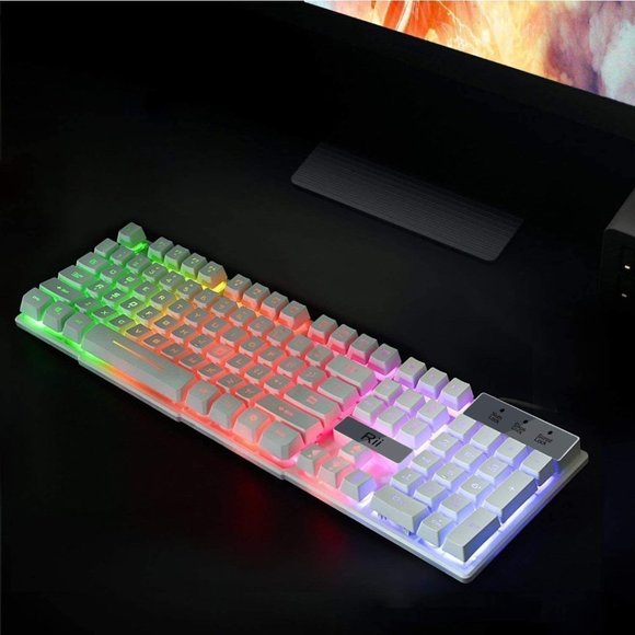 Rii RK100+ White Gaming Multicolor Keyboard USB - Picture 3 of 7